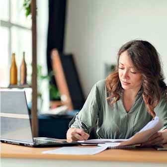 woman working on laptop